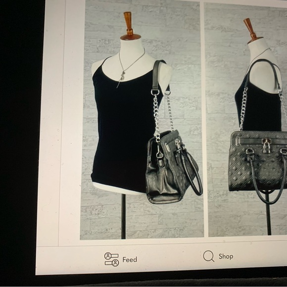 Charming Charlie grey quilted faux leather satchel / shoulder tote / bag / purse - Picture 4 of 7